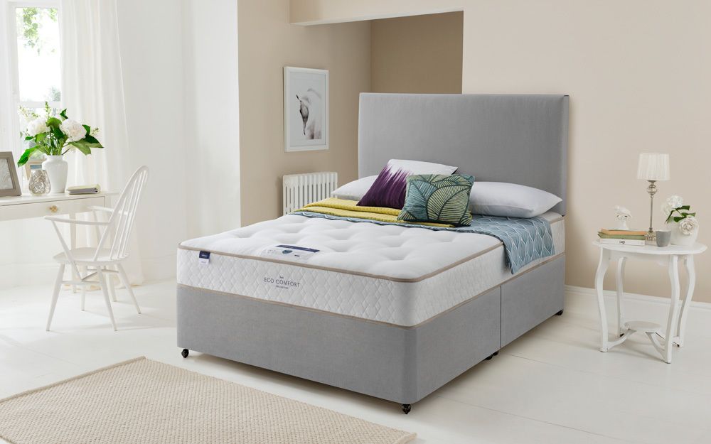 Silentnight Amsterdam Miracoil Ortho Divan Bed Set, Superking, 4 Drawers, Matching Castello Headboard, Sandstone