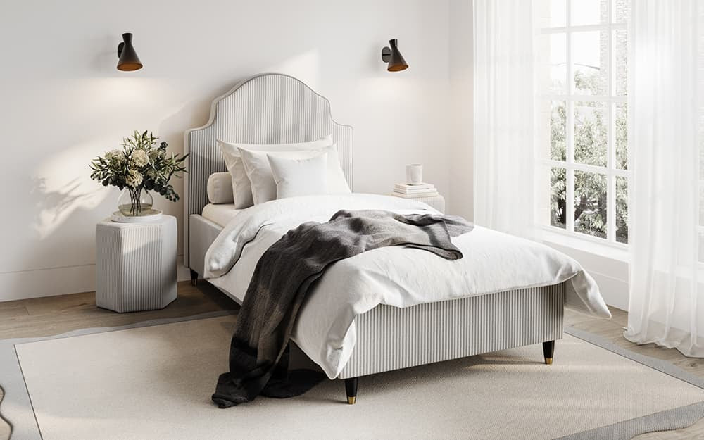 LPD Monterey Fabric Bed Frame, Single, Pinstripe Grey