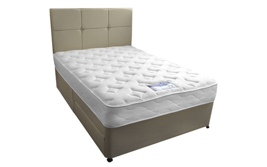 Silentnight Moretto Miracoil Divan Bed Set, Superking, No Storage, Matching Selene Headboard, Sandstone