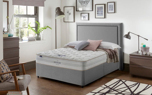 Silentnight Seoul Miracoil Memory Divan Bed Set, Superking, No Storage, Matching Palermo Headboard, Sandstone